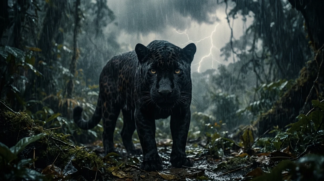 The Black Jaguar in Lightning